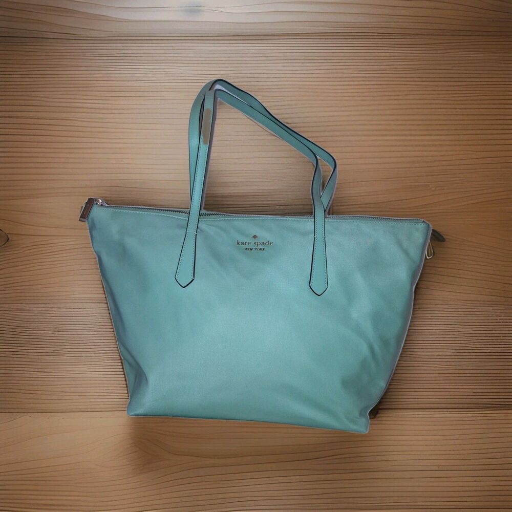 Kate Spade Mint Green Nylon Tote with Dual Straps. 14×11×6.
